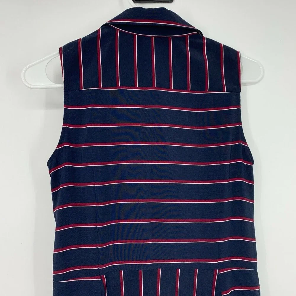 Tommy Hilfiger Shirt Dress Navy Blue Stripe Button Down Sleeveless - Picture 6 of 7